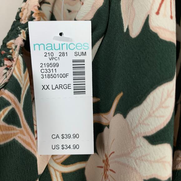 New Maurices Midi Dress Green Floral Sleeveless Women's XXL 2XL - Picture 7 of 10